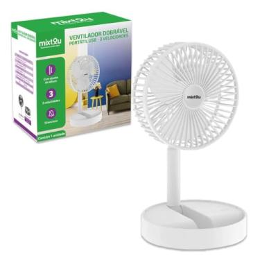 Imagem de Ventilador Portátil Dobrável Silencioso Retrátil Sem Fio USB, Branco