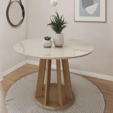 Imagem de Mesa de Jantar Redonda 4 Lugares 120cm Rose