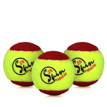 Imagem de Bola de Tênis Spin Macia 25 Soft 9B Pack com 03 Bolas Amarelo e Vermelho