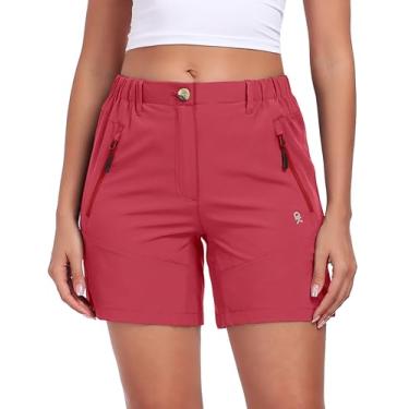 Imagem de Little Donkey Andy Shorts femininos de secagem rápida leve stretch shorts ao ar livre caminhada ativa melancia vermelho M