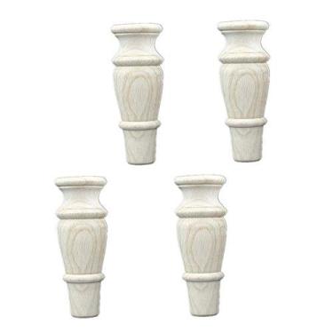 Imagem de XWZFFAI Pés de móveis de madeira maciça maciça, pernas de sofá brancas de 25 cm, colunas de suporte de armário de banheiro DIY, mesa de centro substituível, pernas de armário de TV, 18 cm