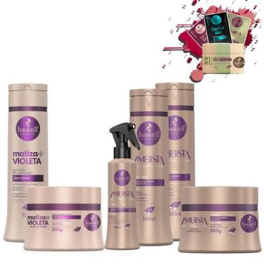 Imagem de Kit Haskell Ametista Sh Cond Másc Leave + Kit Matizador Roxo