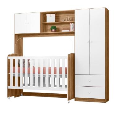 Imagem de Quarto de Bebê Completo Conjugado Ternura com Berço Amore Nature/branco - Peternella Móveis