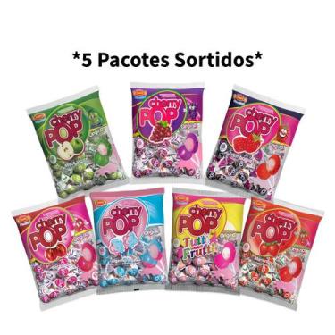 Imagem de Kit 5 Pacotes de Pirulito Cherry Pop 700g SABORES SORTIDOS
