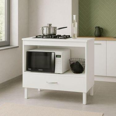 Imagem de Balcão Cooktop Florida 80cm Com 1 Porta Branco - Dacheri