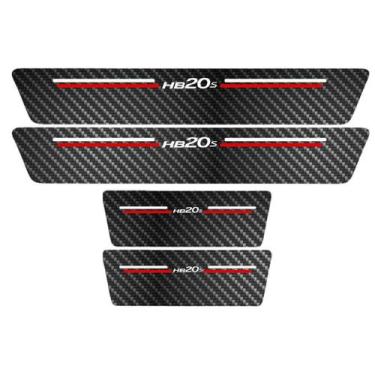 Imagem de Kit Soleira Protetora Porta Premium Red Carbono - HB20S - Jhow Adesivo