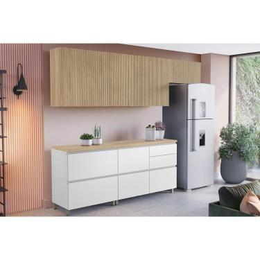 Imagem de Cozinha Completa Rainha 5 Peças 3 Aéreos 2 Balcões C5p113 Nature Branco