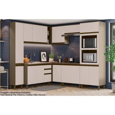 Imagem de Cozinha Completa Kit Connect 10 Módulos 15 Portas 2 Gavetas MDP Cinza com Nicho para Forno