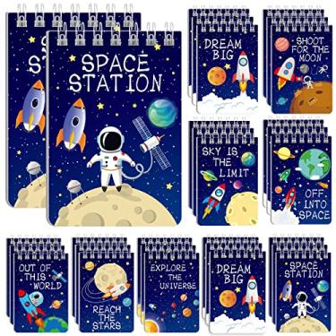 Imagem de Outer Space Mini Notebook 32 Pack Kids Space Party Favor Galaxy Goodie Bags Solar System Astronaut Science Rocket Planet Small Spiral Pocket Notepads for Boys Girls Space Theme Birthday Party Supplies