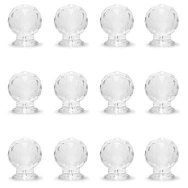 Imagem de MroMax 1 peça de puxador autocolante redondo acrílico botão transparente 16 x 20 x 14 mm (C x L x A), 12Pcs, Round diamond handle