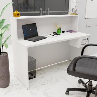 Imagem de Balcão Atendimento Recepção Consultório 140x60cm com Gaveta - Netmobil