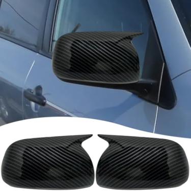 Imagem de MUXEE Capa de espelho lateral, para Toyota RAV4 2009 2010 2011 2012, 2 peças de conjuntos de capa de seta com buzina, acessórios esportivos para carros - Fibra de carbono (sem seta)