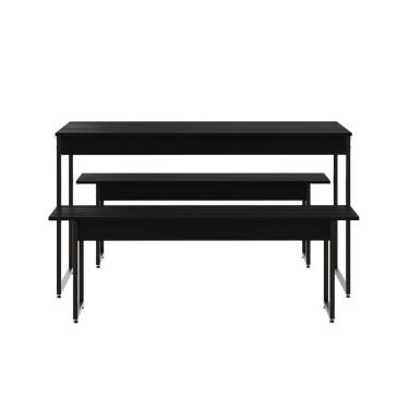 Imagem de Mesa De Jantar Com 2 Bancos Estilo Industrial Tub  Preto ônix / Est.preta