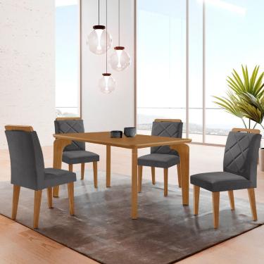 Imagem de Mesa de Jantar Liz 120cm MDF Canto copo e com 4 Cadeiras Melissa