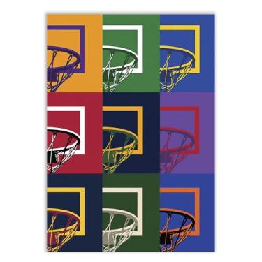 Imagem de Placa Decorativa Basquete Ilustração Cores Cesta Decoração Poster Quarto Sala