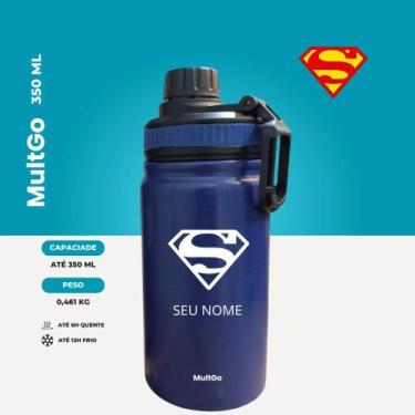 Imagem de Garrafa Térmica 350ml Multgo Infantil Super Heroi Man - inova, Azul