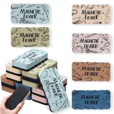 Imagem de Marspark 12 peças de borrachas magnéticas apagáveis a seco para professores Morandi Color Apagar a seco, almofadas de limpeza de quadro branco, prêmios de sala de aula, lousa para sala de aula (padrão