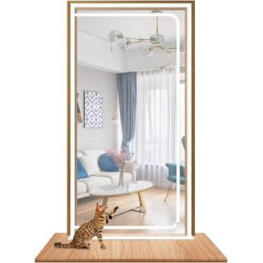 Imagem de Tela De Porta De Gato, Porta De Malha Anti Gato Grossa Para Cães Gatos Mosquitos, Tela De Porta De Gato De Malha De Partição, Para Sala De Estar, Cozinha, Quarto, Tela De P, White, 80x210cm