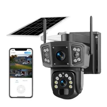 Imagem de Diyeeni Câmeras de Segurança Solar Externo Sem Fio, 1920x2160p 360 ° View Pan Tilt WiFi Câmeras para Vigilância Doméstica Com Lentes Duplas, Detecção de Movimento PIR, Armazenamento de