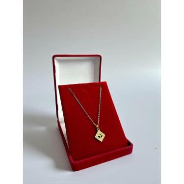 Imagem de Cordão Cadeado + Cruz Feminino 1Mm - Banhado A Ouro 18K
