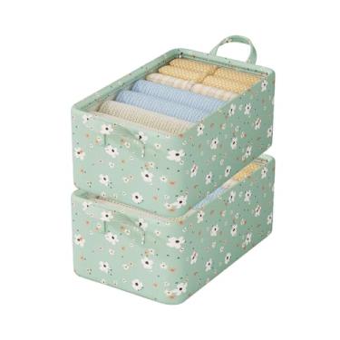 Imagem de Caixa Organizadora com Tampa Transparente e Estampa Floral Verde, Estrutura em Aço Resistente, Tecido Oxford - Ideal para Organizar Roupas, Brinquedos e Mais