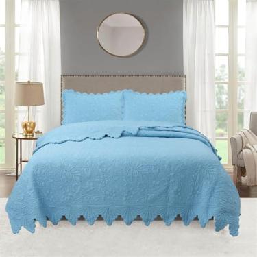 Imagem de Mantas E Colchas De Algodão Acolchoadas, Colchas E Mantas De Casal King Size, Colcha Super King Double Size, 3 Peças Colcha De Cama Para Casal, Light Green, 250 * 270CM