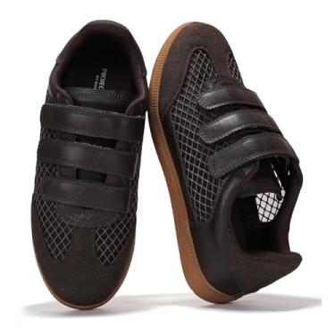 Imagem de Project Cloud Tênis feminino estiloso e confortável com palmilha de espuma viscoelástica de couro vegano leve para mulheres 2025 (Ysabelle), Malha marrom, 34