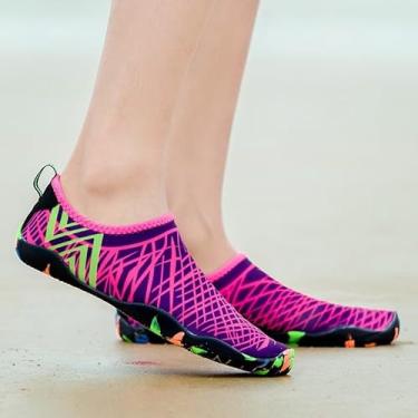 Imagem de Meias aquáticas de secagem rápida, sapatos de piscina unissex com sola antiderrapante para esportes aquáticos, Roxa, 37 BR