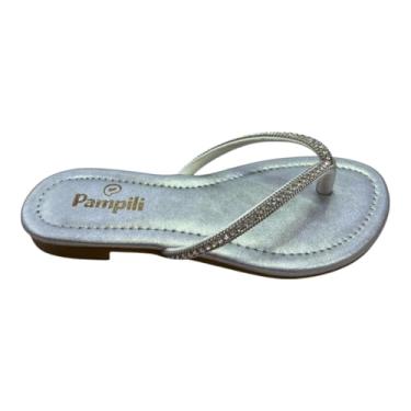Imagem de Sandália Rasteira Infantil Pampili Iris Strass Prata (Prata, BR, Criança de 4 a 8 anos, Numérico, P, 34)