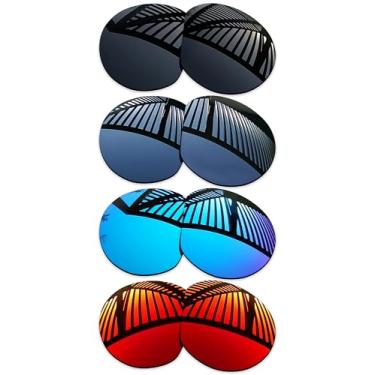Imagem de MYCOURAG 4 pares de lentes de reposição para óculos de sol Oakley Meta HSTN OW8002 51 mm - preto sólido + titânio + azul gelo + vermelho fogo
