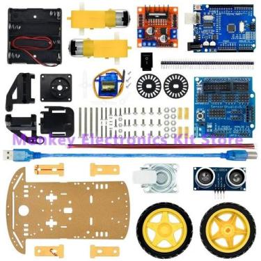Imagem de Kit De Carro Robô Inteligente 4WD Com Encoder De Velocidade E Caixa De