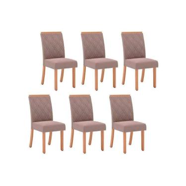 Imagem de Cadeira Sala De Jantar Vita Kit 6 Uni Nature-suede Light Bege - Henn