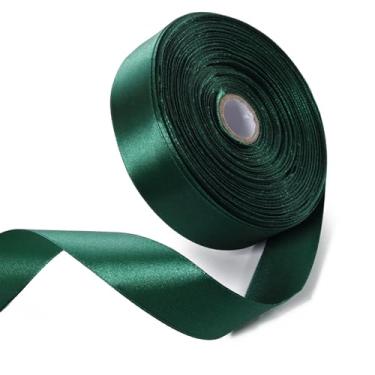 Imagem de 2,5 cm x 50 metros fita de cetim verde floresta fitas sólidas para embrulho de presente, artesanato, fabricação de laços, arranjos florais, casamento, decoração de eventos