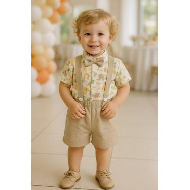 Imagem de Conjunto Infantil Menino Mauricinho Camisa Social Com Gravata Mais Sho