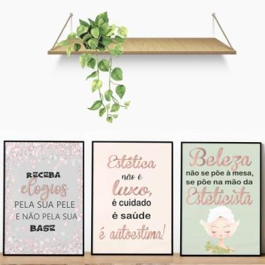Imagem de Kit 03 Quadros Decorativos Manicure e Beleza  Salão, Estúdio ou Espaço