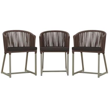 Imagem de 3 Cadeiras De Jantar Noronha Fendi Corda Náutica E9 Trama Marrom