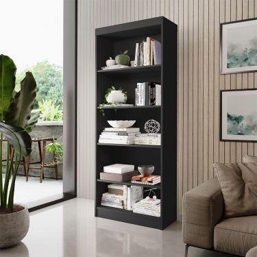 Imagem de Estante Para Livros 5 Prateleiras Viena Rofemar Móveis Preto