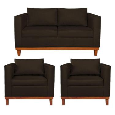 Imagem de Kit Sofá 2 E 3 Lugares E 2 Poltronas Europa 180 Cm Corano - Amarena Móveis Marrom