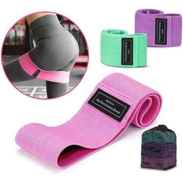 Imagem de Kit 3 faixas de exercicio para treinos hip resistance - bazar do saara