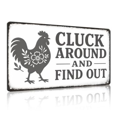 Imagem de VOXGET Placa de lata para galinheiro, decoração de parede de casa de fazenda, decoração de galinha rústica engraçada para cozinha, casa, jardim, aves, habitat, arte de parede de sinal de metal vintage