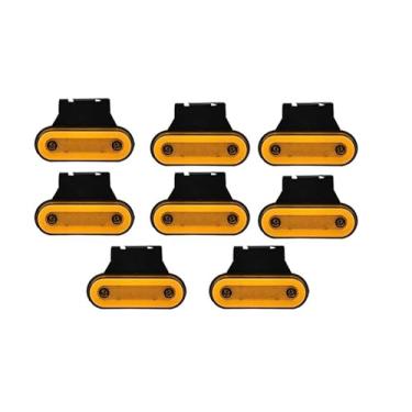 Imagem de Lanternas LED âmbar kit 8 unidades, uso em caminhões, carretas e reboques. Função strobo e ligação 3 fios para sinalização eficiente na linha pesada