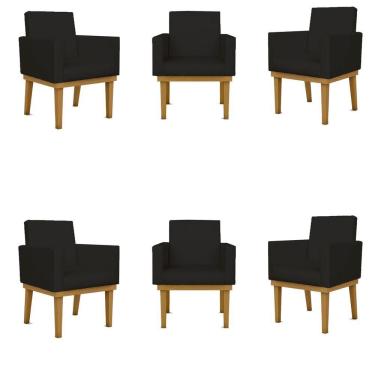 Imagem de Kit 06 Cadeiras Escritório Reforçadas Courino Cor preto
