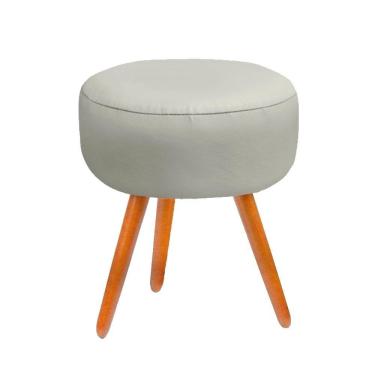 Imagem de Kit 2 Poltronas Decorativas Courino + Puff Redondo Pé Palito Courino Bege