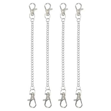 Imagem de PATIKIL 4 correntes suspensas com fecho, ganchos de plantas de 19 cm para alimentadores de pássaros, lanternas, sinos de vento, quadros-negros e ornamentos, prata