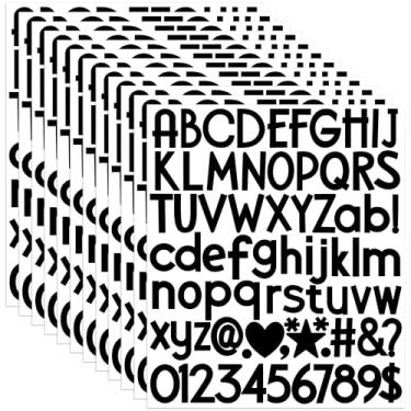 Imagem de 900 peças de adesivos de letras, 12 folhas, adesivos de alfabeto, vinil preto, pequenos números de caixa de correio, autoadesivos, adesivos para garrafa de água, álbuns, copos, placa de artesanato