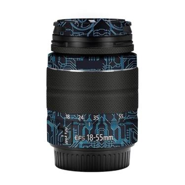 Imagem de EFS 18-55 3.5-5.6 Adesivo de lente de câmera para Canon EF-S 18-55 mm F3.5-5.6 III Película protetora de vinil decalque skin (azul circuito)
