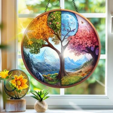 Imagem de Acrílico colorido, apanhador de sol, decoração de janela pendurada em árvore, arte de parede de arco-íris, para sala de estar, quarto, varanda, interior, exterior, jardim, animais, decoração, 19 x 19