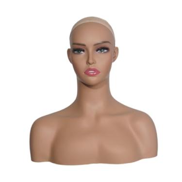 Imagem de Kokiya Cabeça de manequim feminina, suporte para peruca, suporte para exibição de peruca, suporte multifuncional realista para chapéu, acessórios de beleza