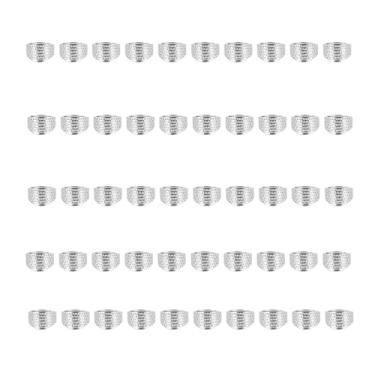 Imagem de Dedal de costura de metal tamanho ajustável resistente à ferrugem ferramenta DIY acolchoado protetor de dedo anel para artesanato bordado bordado prata 50 peças