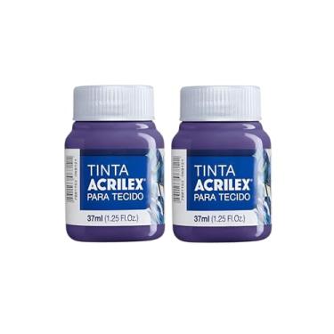 Imagem de Kit 2 Tintas Para Tecido Acrilex 37ml | Fosca, Alta Cobertura, Fixação a Frio, Ideal Para Artesanato, Roupas e Decoração em Algodão (Violeta 516)